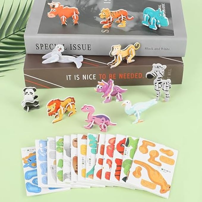 30 PCS EDUCATIONAL 3D CARTOON PUZZLES FOR KIDS,3D ANIMAL LEARNING EDUCATIONAL PAPER PUZZLE GAME FOR DIY CRAFTS GIFTS - Image 1